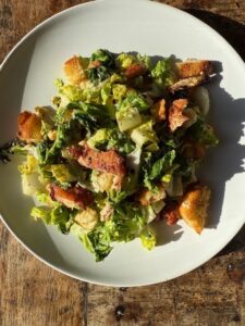 BBQ Chicken Caesar Salad with Chorizo